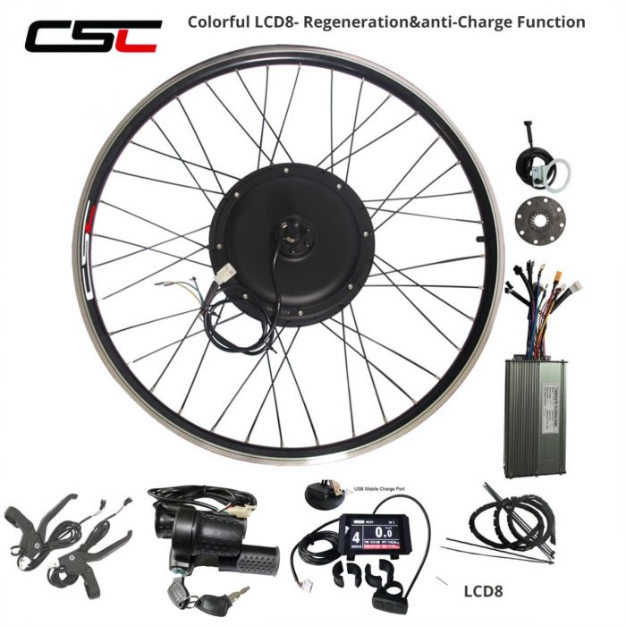 1000W 26" Front Wheel Electric Bicycle Ebike Motor Conversion