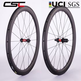 CSC DT 240 Hub Carbon Bike Wheels — 38mm/50mm/60mm Clincher Tubeless Carbon Rims, Rim V Brake, 25mm Width, Straight Pull, Pillar 1423 or Sapim CX-Ray Spoke Options