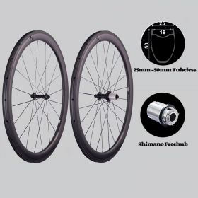 CSC  Clincher Tubeless Carbon Fiber Road bike wheels V Brake 38mm 50mm 60mm 88mm Bicycle wheelset 25mm rim Width