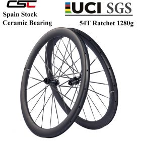 EU Stock | 1150g 35mm 40mm 50mm Tubeless Carbon Wheelset  with Carbon Spokes 54T Ratchet Hub & Ceramic Bearings for 700C Gravel Bikes Paintless Carbon finish 