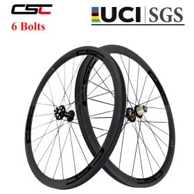 CSC Carbon wheelset Novetec Hub Center Lock or 6 Bolt Straight Pull Disc Brake 30mm width 35mm/45mm/50mm Clincher Tubeless Carbon Gravel Bicycle wheels Steel Bearing WING20 Spoke 12x100/12x142mm Thru Axle